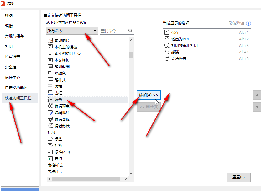 PPT如何自定义快速访问工具栏 ​PPT快速访问工具栏添加指令方法介绍图4