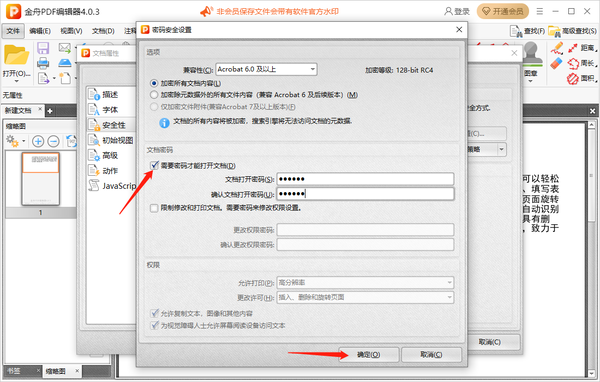 金舟pdf编辑器怎么设置安全密码保护图3