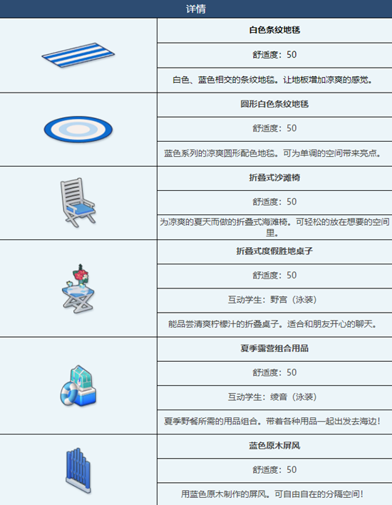 蔚蓝档案避暑胜地泳池派对组合家具怎么样 避暑胜地泳池派对组合家具一览图1