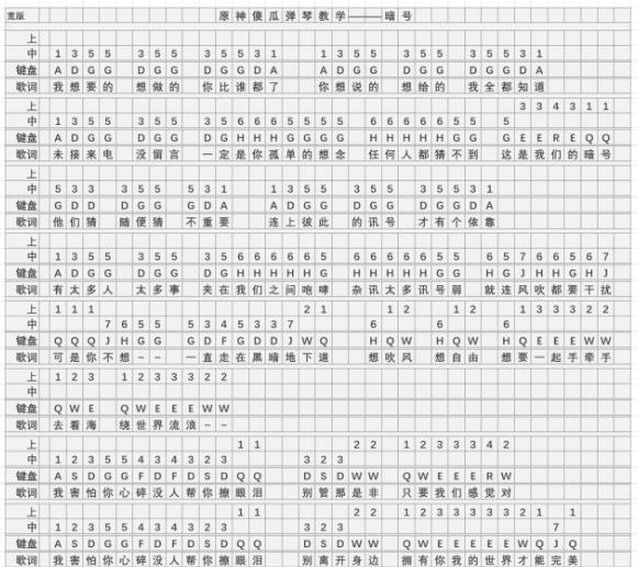 原神暗号琴谱手机版 暗号琴谱简谱图片图1