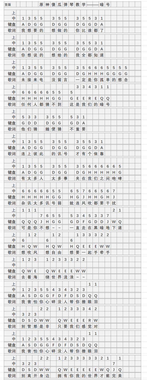 原神暗号琴谱手机版 暗号琴谱简谱图片图2